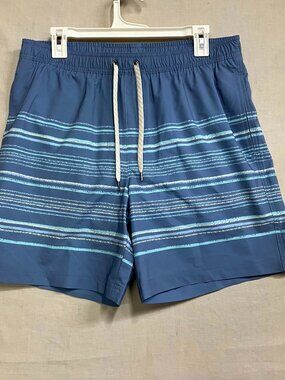 Sonoma Swim Trunks Men's Size Medium Blue Drawstring Striped Stretch Mesh Lining